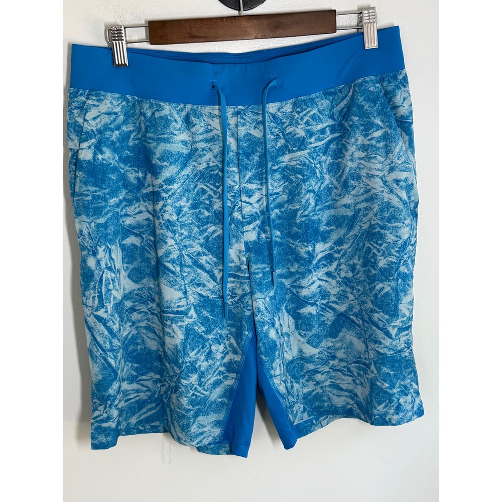 Lululemon Mens Blue White Abstract Print Swim Trunks Shorts Size L Large